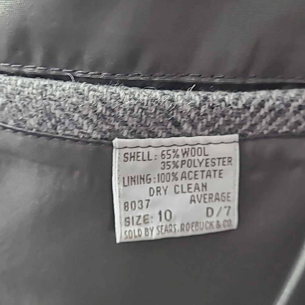 Vtg Harrington Square‎ Herringbone Tweed Wool Blend Blazer 10 Hong Kong